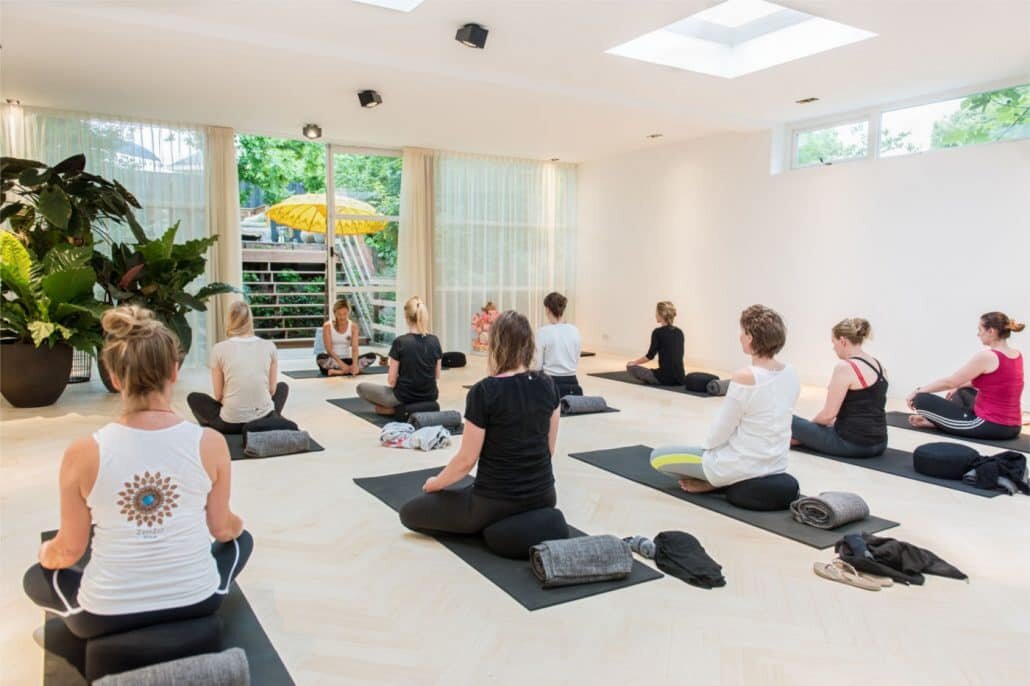 Yoga session in The Lighthouse at a Synthesis Retreat